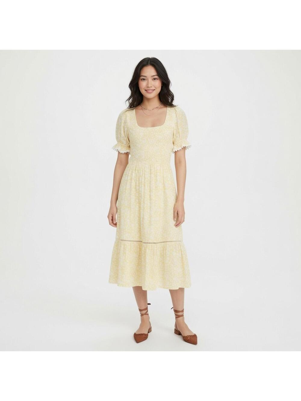 NWT Lost + Wander Sweet Summer Daze Yellow Midi Dress Size Small